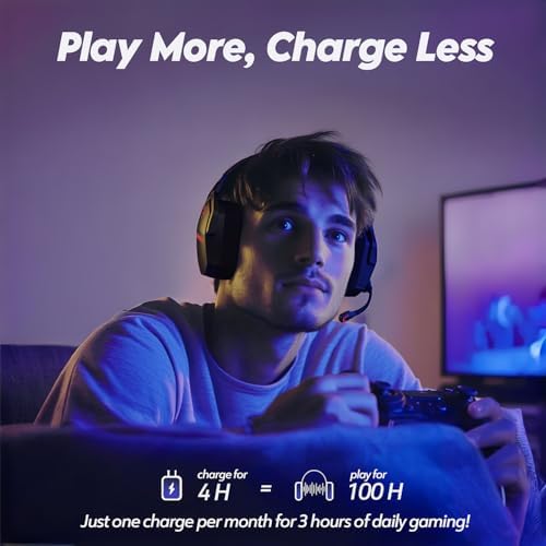 NUBWO G06 Dual Wireless Gaming Headset with Microphone for PS5, PS4, PC, Mobile, Switch: 2.4GHz Wireless + Bluetooth - 100 Hr Battery - 50mm Drivers - Red