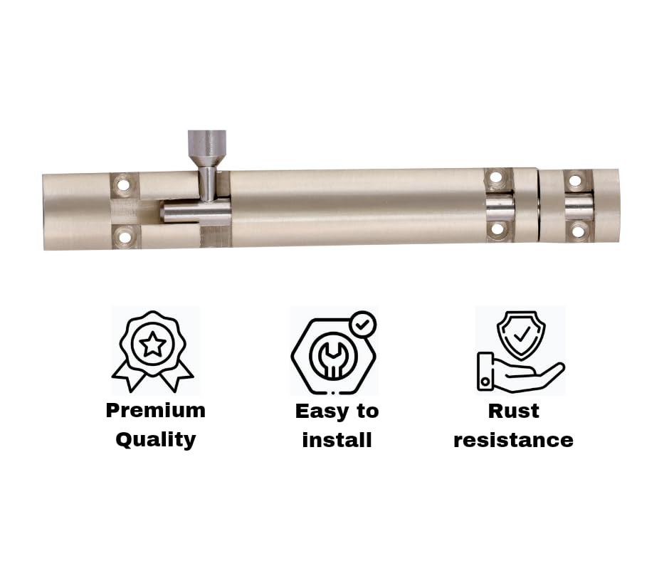 FIT N FORGET Premium Heavy Aluminium 6 Inch Tower Bolt | Door Stopper | Door Lock Latch for Home, Office Doors,Main Doors,Windows | kundi | chitakni | Chitkini(Satin Finish)(Pack of 2) 2