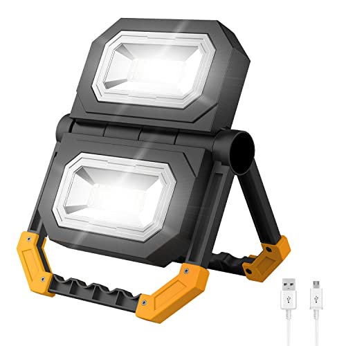 NATPOW LED Arbeitsleuchte, LED Baustrahler Akku Strahler Arbeitsstrahler Tragbar USB Wiederaufladbare mit 360° Drehung, 1450 Lumen, 5000mAh Wasserdichtes Scheinwerfer für Baustelle Garage Werkstatt Cover