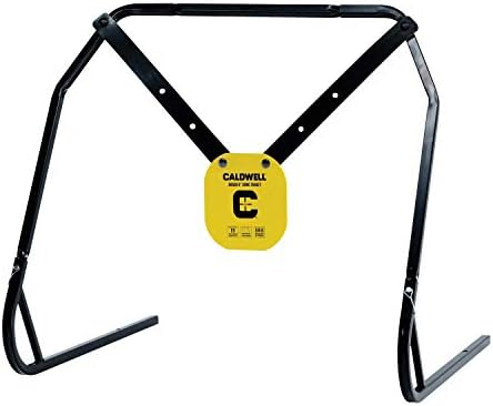 Caldwell Portable Range Kit with 8” AR500 Gong Target, Durable XL Straps, and Steel Target Stand  for Easy Range Setup and Transport, Yellow and Black