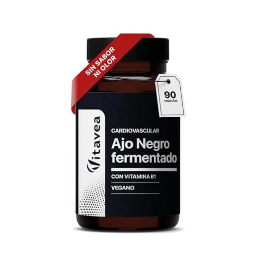Ajo Negro Fermentado 9000 mg (Extracto 30:1) + Vitamina B1 – Salud Cardiovascular y Función Cardíaca Normal – Antioxidante Natural – Sin Olor – 90 Cápsulas Veganas – Vitavea
