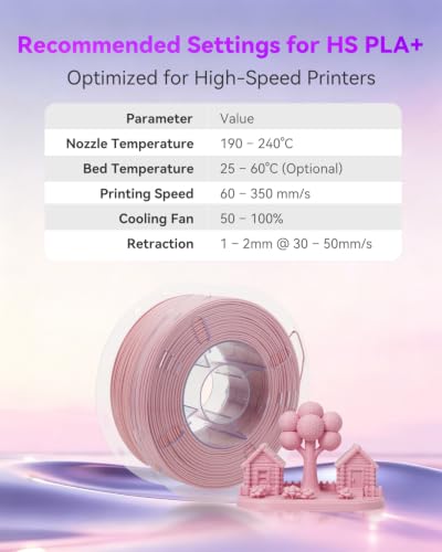 Image of VOXELAB HS PLA+ Filament 1.75mm, High Speed PLA Plus 3D Printer Filament, 1kg (2.2lbs) for Most FDM 3D Printers, Enhanced Toughness & Smooth Printing, Superior Layer Adhesion(Light Pink)