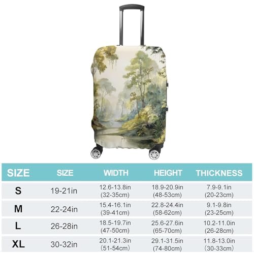Watercolor Streams Jungles Crocodiles Luggage Covers Washable Travel Suitcase Cover Elastic Baggage Protector2