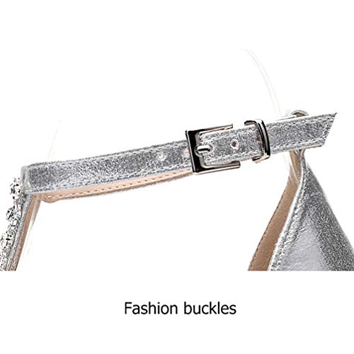 Holibanna 1 par de sandálias de salto grosso fashion de cristal redondo sandália de salto alto sapat