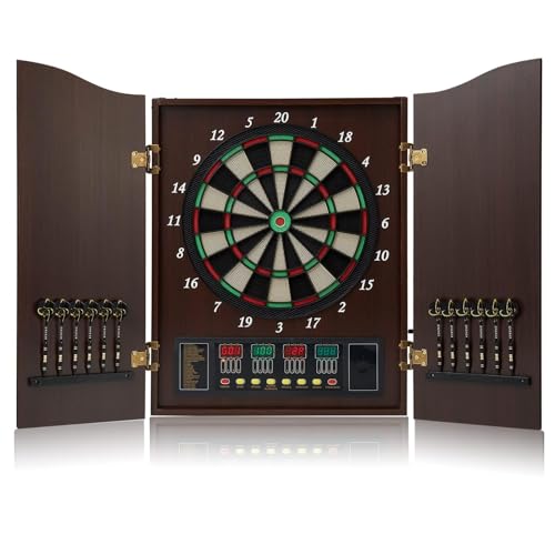 MQDLJSE Gabinete de Dardos electrónico con puntuación automática, Pantalla LED, múltiples Juegos y Modos de Jugador para Entretenimiento en el hogar.
