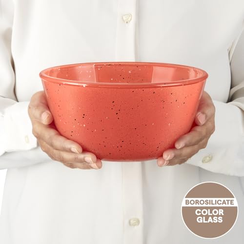 Image of Borosil 1.5 L Kube Pink Serving & Mixing Bowl | Made in India Borosilicate Glass Bowl for Kitchen & Dinning | Bowl for Mixing Dough, Salad, Batter | Microwave & Dishwasher Safe