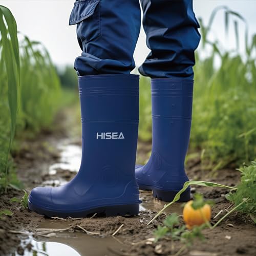 HISEA Men's Steel Shank Rain Boots, Waterproof PVC Rubber Boots, Garden Fishing Non-Slip Ourdoor Work Boots, Lightweight Seamless Knee High Mud Rainboots for Agriculture and Industrial Working by HISEA - Image 3