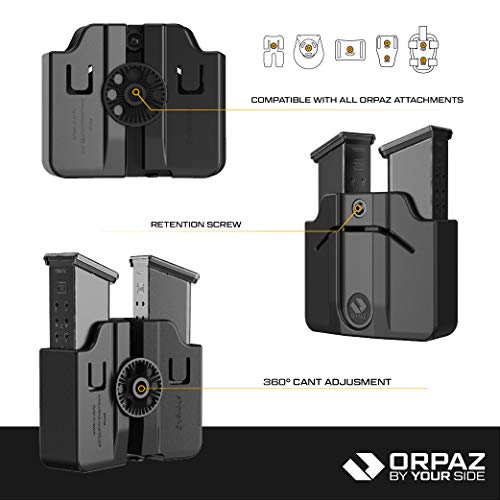 Orpaz Pistol Mag Pouch, Magazine Holster For 0.40, 9Mm Magazine Holder (Double Magazine, Paddle, Single Stack Polymer) #TOP7