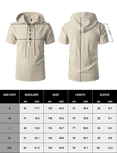 Atryone Mens Casual Cotton Lace Up T-Shirts Short Sleeve Retro V-Neck Hoodie Tee Black Xx-Large #TOP6