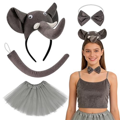 SYTTNUM Ensemble de Costume D'éléphant,Set de Déguisement Éléphant,Accessoire de Déguisement Animal,pour Cosplay Fêtes et Anniversaires à Thème Animalier
