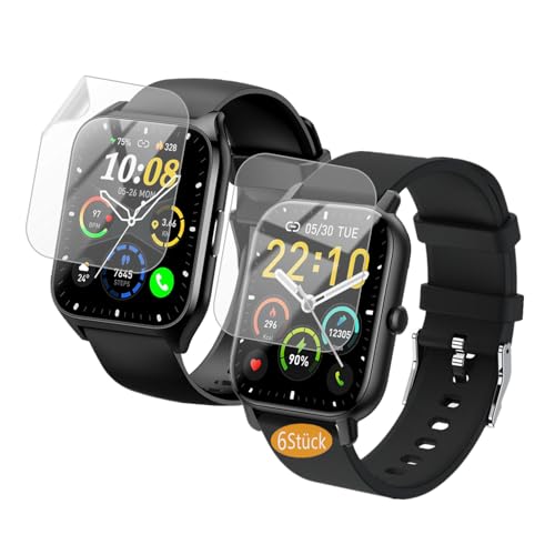 Frgnie Schutzfolie Kompatibel mit CASCHO, KALINCO P125 Smartwatch 1,85" (6 Stück) HD Flexibel TPU Displayschutzfolie Kompatibel für taopodo P114 PRO / P66 / P66D Smartwatch