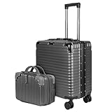 MERCURY TEXTIL - Maleta de Cabina con Ruedas 360° [48x40x24 cm] - Maletín de Piloto, Trolley de Viaje para Negocios con Candado TSA, Neceser Incluido - Equipaje de Mano Resistente ABS (Gris Oscuro)