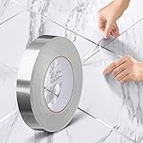 Carrelage Autocollante Ruban Adhésif Décoratif,Étanche Joint Ligne Bande,pour Sols, Murs, Plafonds,Portes et Fenêtres,Home Déco (1*(2cm*50m),Argent)