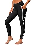 ANFILIA Women Swim Surfing Pants High Waisted Sun Protection Tummy Control UPF 50+ Swim Capris Black