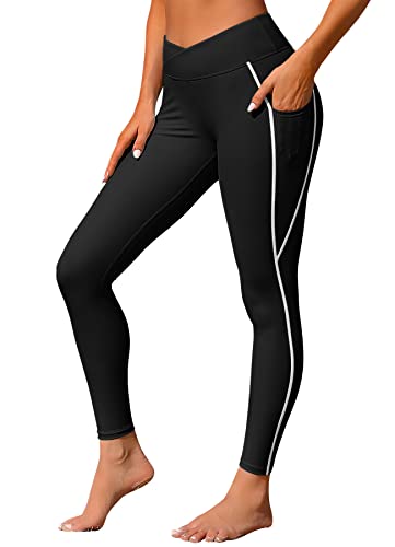 Anfilia Women Swim Surfing Pants High Waisted Sun Protection Tummy Control Upf 50+ Swim Capris Black #TOP5