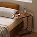 KADEUX Movable Over Bed Table, C Table End Table Small Bedside Table, Sofa Side Table with Storage Shelves, Portable Tray Table with Wheels for Bedroom