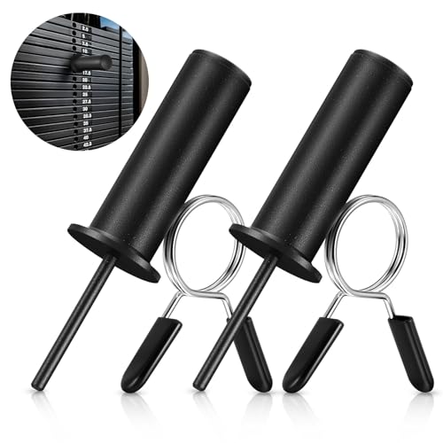 Lasnten 2 Pcs Weight Stack Pin Extender Gym Pin with Spring Clip Collar for 2 Inch Weight Plate Cable Strength Exercise Machine Gym Training Home Fitness Equipment (Black) by Lasnten - Used condition - US$27.02