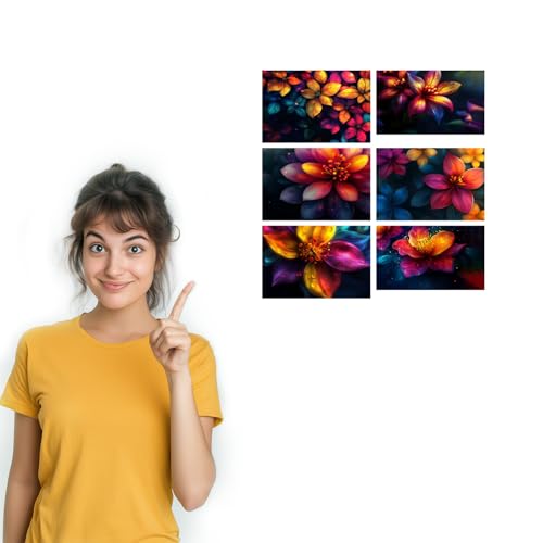 Image of SiddArtify Floral Wall Art Prints Set - Colorful Flower Poster Decor for Living Room Bedroom Office - Set of 2-4x6 Inch - Board (Pack of 6) - Sticker (Pack of 6)