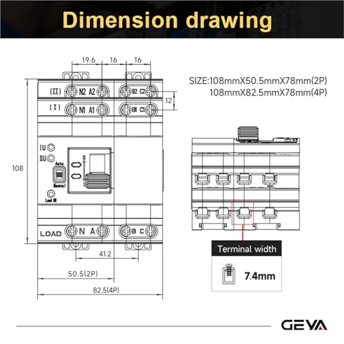 Interrupteur de transfert automatique ATS 2P 63A rail DIN 220V - 3