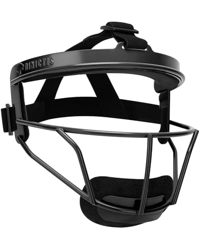 Dinictis Softball Face Mask, Lightweight, Comfortable, with Wide Field Vision, Durable and Safe Face Guards, Premium Protective Softball Fielder's Mask-Black-Youth(M)