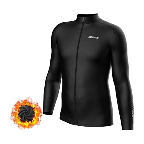 Sparx Men Winter Cycling Jerseys Bike Bicycle Long Sleeve Thermal Fleece Cold Weather Jacket (Black, XL) Cover