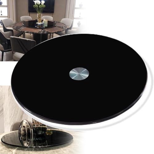 IMUNKT Piatto Girevole In Vetro 50 90 100cm Per Tavolo Da Pranzo, Piatto Rotante Nero, Piatto Di Servizio Girevole A 360° Con Base Silenziosa(90cm(36in))