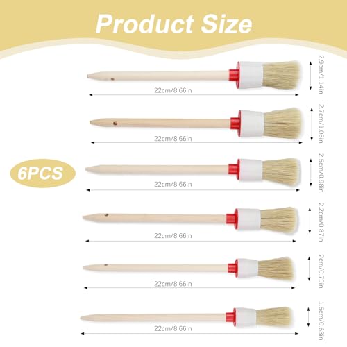 6 Stück Professionelle Rundpinsel, Borstenpinsel Set, zum Streichen von Wänden, Möbeln und für Autoreinigung Innenraumreiniger Streichen Von Wänden Möbeln (20mm/25mm/30mm)
