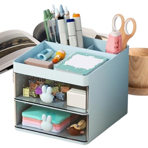 Organizador de escritorio para bolígrafos, contenedor con compartimento para cosméticos, soporte de mesa de papelería, para el hogar, oficina, aula, dormitorio, escuela, tocador, dormitorio, sala