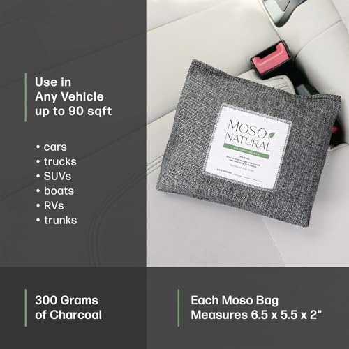 Image of MOSO NATURAL Unscented Air Purifying Bag A Scent Free Odor Eliminator For Cars, Trucks And Suvs. Premium Moso Bamboo Charcoal Odor Absorber 300 G (Pack Of 1) Black, Long Lasting| Lasts up to 2 years!