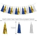 Navy-Blue White Gold Birthday-Party-Decorations - 15Pcs Tissue Paper Tassel Garland Graduation Decoration Baby Shower Bridal Wedding Engagement Bachelorette Hanging Decor HongTongTong - Image 2