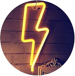 QiaoFei Neon Light,LED Lightning Sign Shaped Decor Light,Wall Decor for Christmas,Birthday party,Kids Room, Living Room, Wedding Party Decor (Yellow)