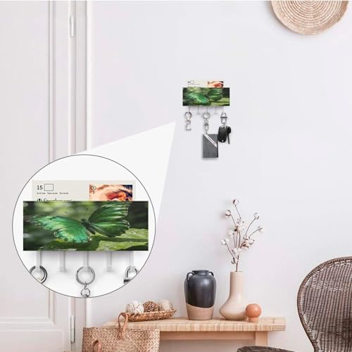 Organizador de cartas y llaves verde mariposa para decorar el pasillo del hogar 5