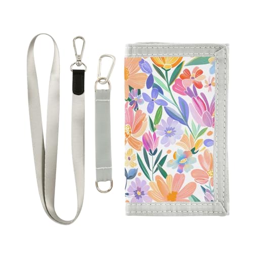 ALAZA Kids Wallets for Boys Girls Toddler Trifold Wallet Children Small Spring Flowers Cute with Zipper Coin Pocket