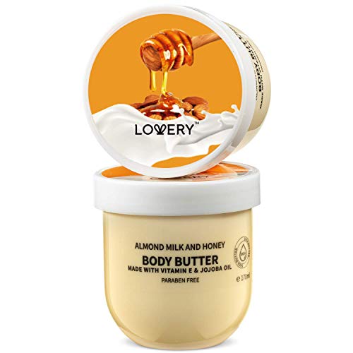 Lovery Almond Milk And Honey Body Butter - 6Oz Ultra-Hydrating Shea Butter Body Cream Enriched With Jojoba Oil & Vitamin E - Natural Skin Moisturizer For Men And Women - Normal To Dry Skin #TOP7