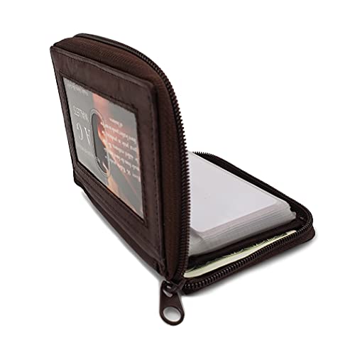 Image of AG Wallets Mens Zip Around Leather Wallet with Inserts (Brown)