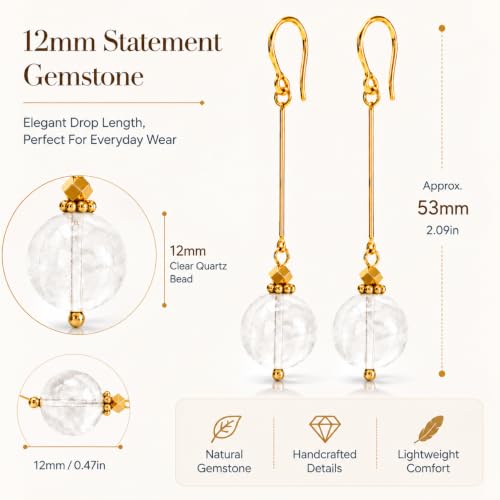 Natural White Quartz Earrings for Women Crystal Dangle Drop Jewelry Gift - image 3