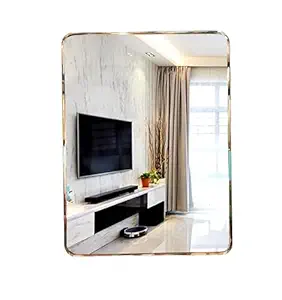 Ammar Glass | Frameless Decorative Retangle Wall Mirror | (Size 18 X 24) Corner Round Bevelled Mirror | Bathroom Mirror | Bedroom, Living Room and Vanity Mirror. SCC1824