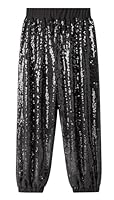 SEAUR Kinder Pailletten Hose Hip Hop Tanzhose Mädchen Jungen Party Tanz Streetwear Glitzer Jogginghose Elastischer Bund - 150(EU 146-152)