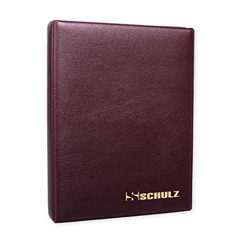 Coin Collection Album – 50p £1 £2 A-Z 10 pence 10p Storage Binder – Mini Handy Pocket Collecting Holder - Protect and Store 120 Coins - Original SCHULZ Coin Album in Burgundy