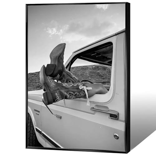 FBKDVC Vintage Western Cowboy Canvas Wall Art Woman In Cowgirl