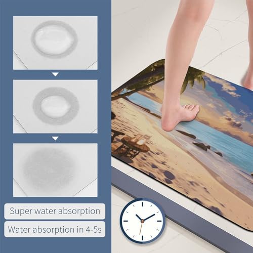 Tapis absorbant l'eau en diatomée imprimé plage romantique 60x39 - 7