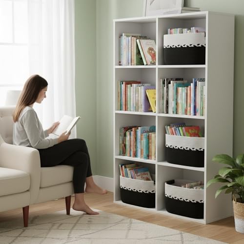 Aeknor Storage Baskets for Shelves, Woven Baskets for Towels, Toys and Blankets. Decorative Cotton Rope Organiser for Cupboard Storage, Books and Laundry with matching handles, 1-Pack (Black). - Cosy Home Interiors Aeknor Storage Baskets for Shelves, Woven Baskets for Towels, Toys and Blankets. Decorative Cotton Rope Organiser for Cupboard Storage, Books and Laundry with matching handles, 1-Pack (Black). - Image 4