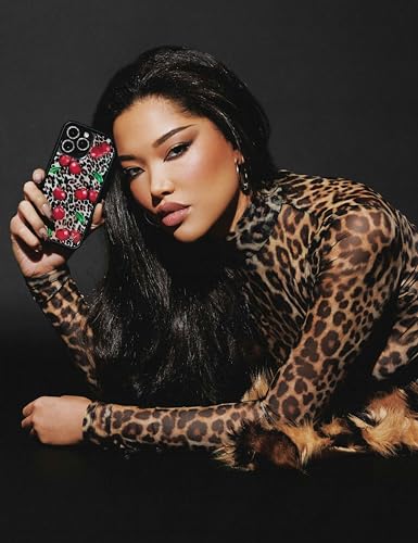 Image of Wildflower Cases - Compatible with iPhone 16 | Protective Black Bumper, 6.5ft Drop Test Certified, Women Owned Small Business | Cheetah Print, Red, Cherries, Trendy | Collab - Ming Lee Simmons