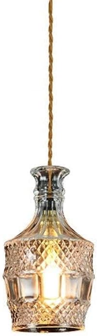 Nordic Creative Bar Chandelier Personality Led Restaurant Cafe Art Pendant Luminaire Single Head Glass Carved Flower Bottle Ceiling Lamp Modern Edison Hanging Pendant Light Fixture,B