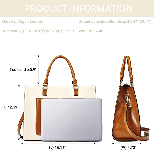 Image of Telena Laptop Tote Bag for Women, 15.6 Inch Shoulder Tote Bag Leather Briefcase for Women, Large Capacity Handbag Bags | 15.6 Inch