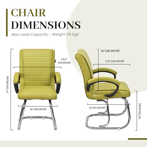 Image of RATISON Special Director Principal Manager Office Visitor with arm Rest with Double Pipe Frame and Cushioned seat Back (3, Green, Double Pipe Frame)