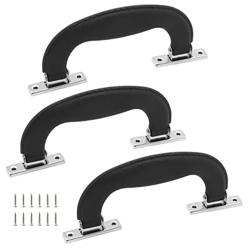 BokWin Black Plastic Luggage Handle,6.1 Inch/155mm Antique Suitcase Handle Pull,Imitation Leather Trunk Handle Replacement(3 Pcs)
