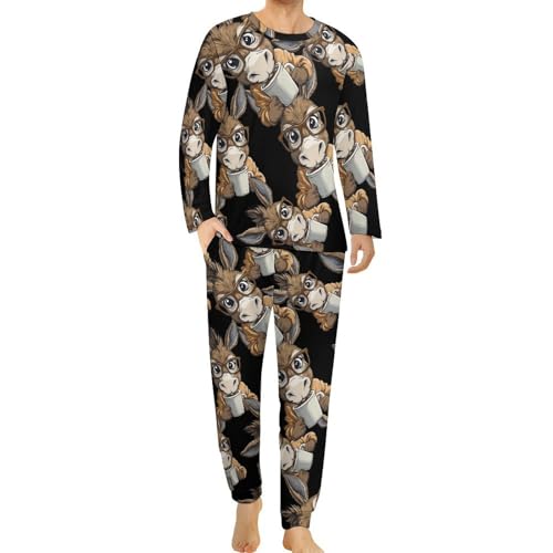 Image of Drink Coffee Donkey Men's Pajama Sets Sleepwear Pj Set XL
