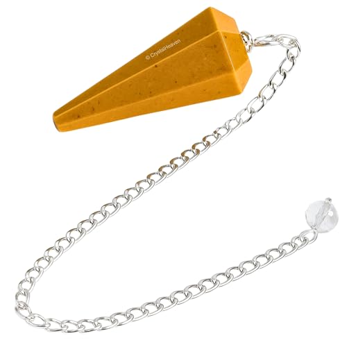 Image of Yellow Jasper Pendulum Dowsing Tool - Natural Crystal Pendulum for Spiritual Guidance - Premium Dowser Pendulum for Accurate Divination and Energy Healing - Perfect for Energy Healing and Chakra Balancing - Handcrafted with Precision and Elegance