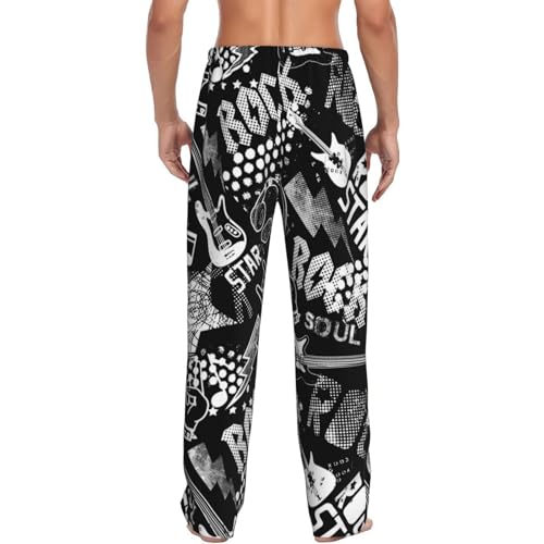 Grunge Rock Music With Guitar Men's Pajama Pants Lounge Pjs Bottoms Sleepwear Bottom Pants With Pockets3